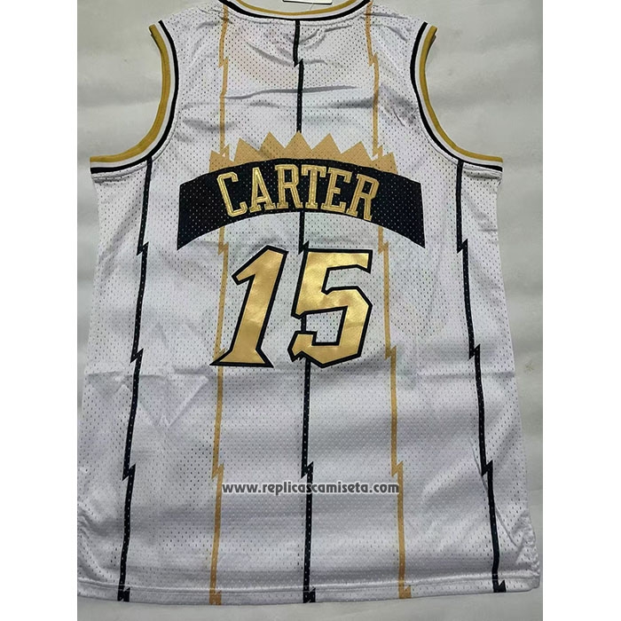 Camiseta Toronto Raptors Vince Carter #15 Mitchell & Ness 1998-99 Blanco Oro